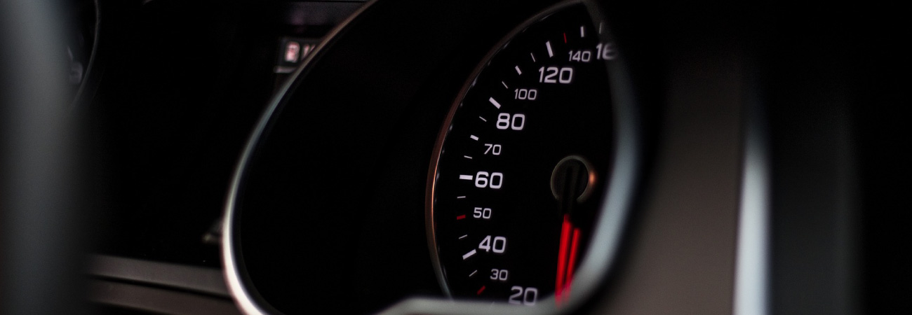 closeup of car speedometer