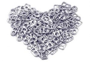 Many pop tabs in the shape of a heart